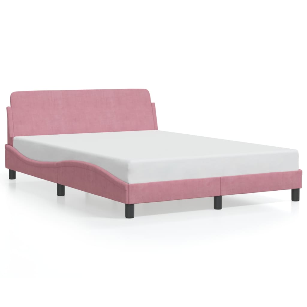 Bed Frame with Headboard "Dover" Pink 140x200 cm Velvet