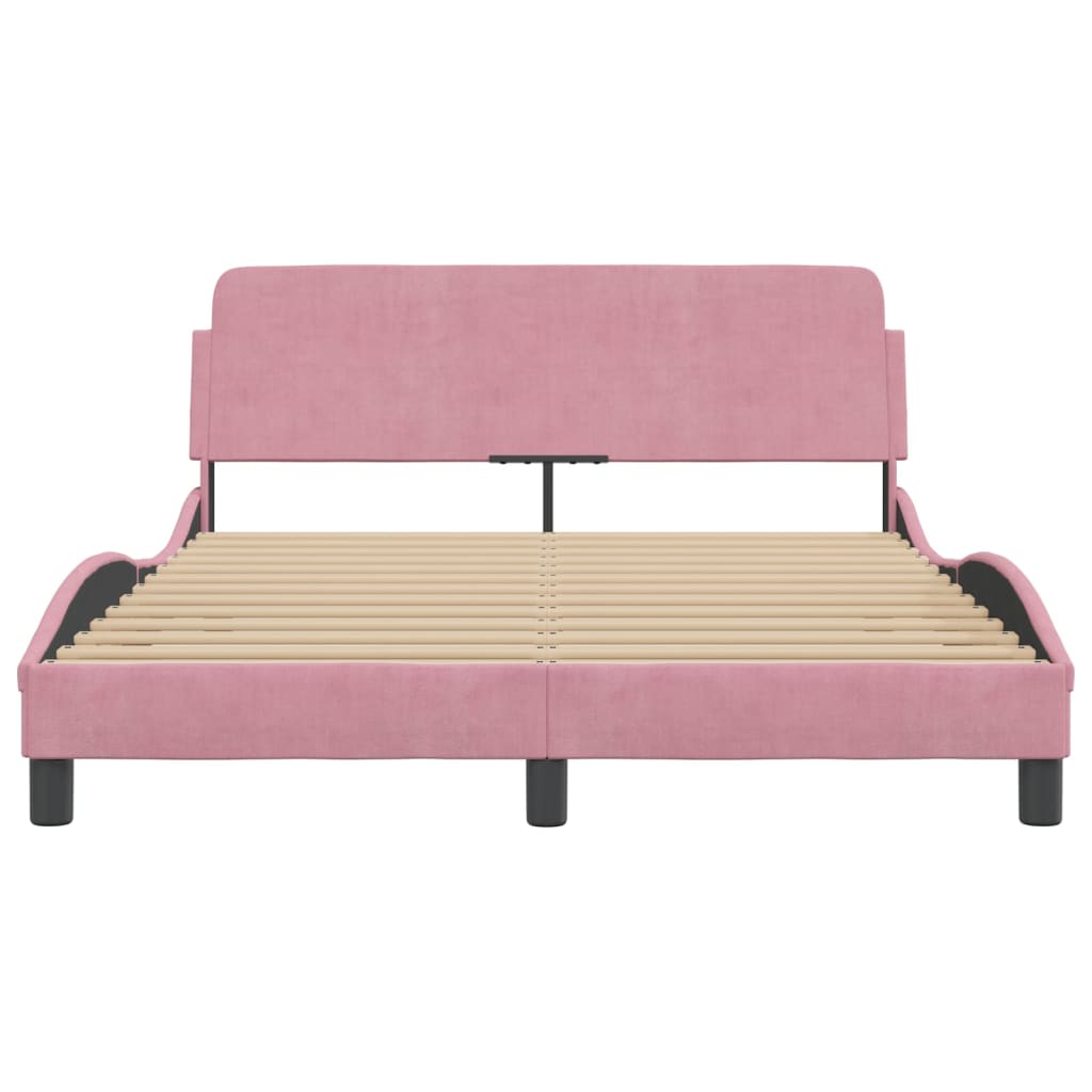 Bed Frame with Headboard "Dover" Pink 140x200 cm Velvet