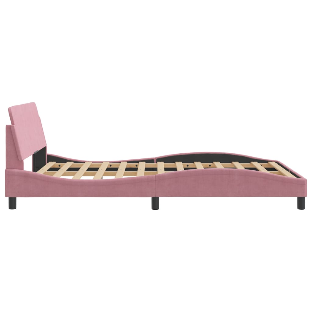 Bed Frame with Headboard "Dover" Pink 140x200 cm Velvet