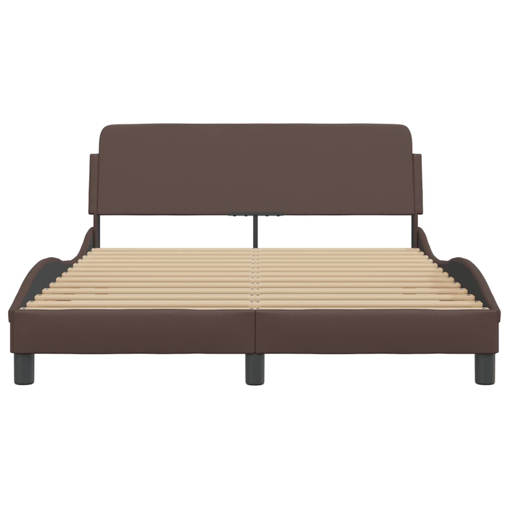 Bed Frame "Dover" Brown 140x200 cm Faux Leather