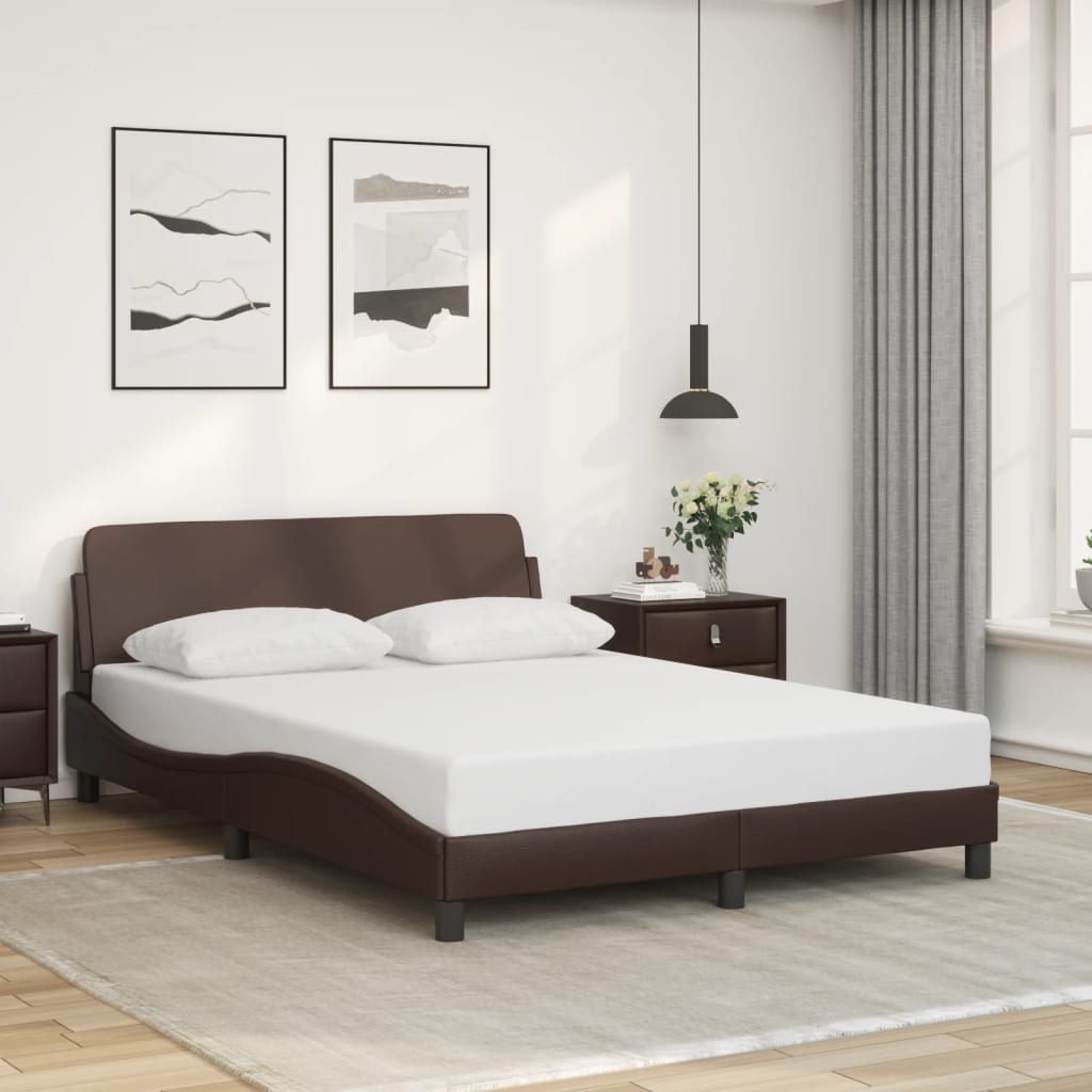 Bed Frame "Dover" Brown 140x200 cm Faux Leather