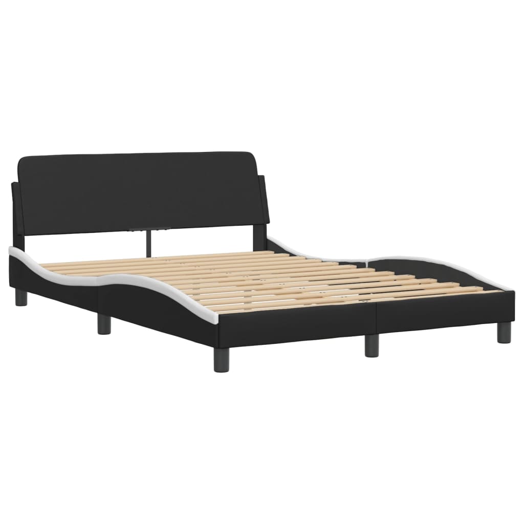 Bed Frame "Dover" Black&White 140x200 cm Faux Leather