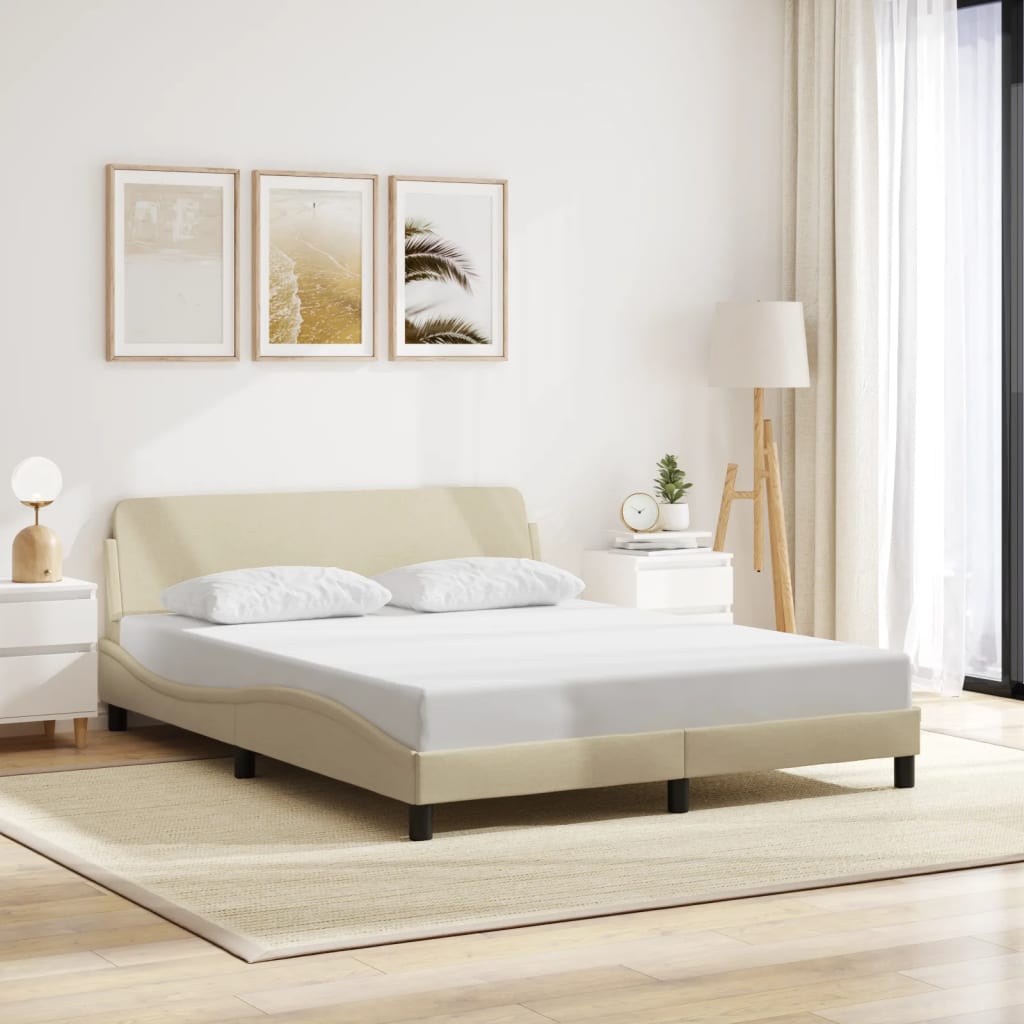 Bed Frame "Dover" Cream 160x200 cm Fabric