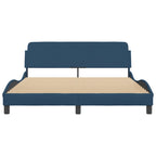 Bed Frame with Headboard "Dover" Blue 160x200 cm Fabric