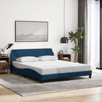 Bed Frame with Headboard "Dover" Blue 160x200 cm Fabric