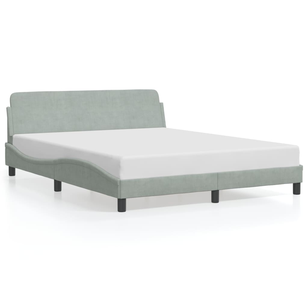 Bed Frame "Dover" Light Grey 160x200 cm Velvet