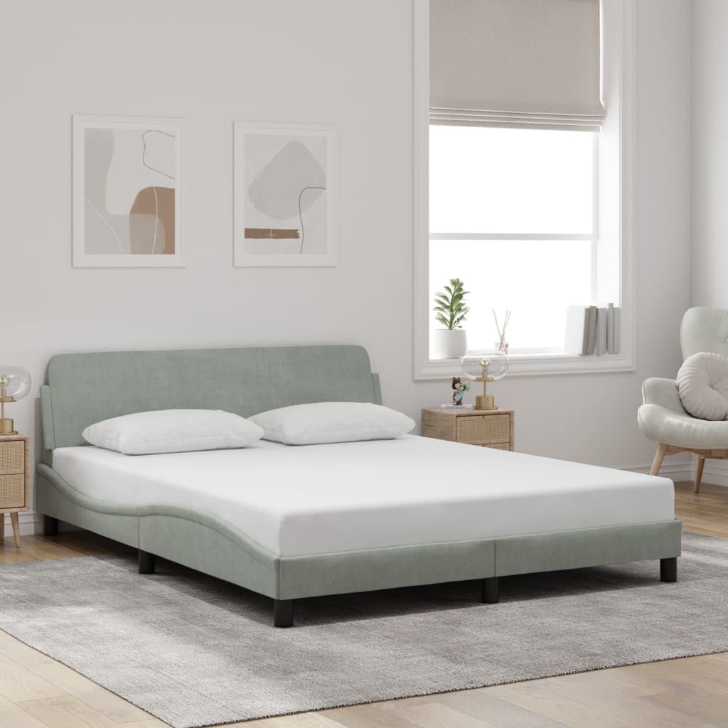 Bed Frame "Dover" Light Grey 160x200 cm Velvet