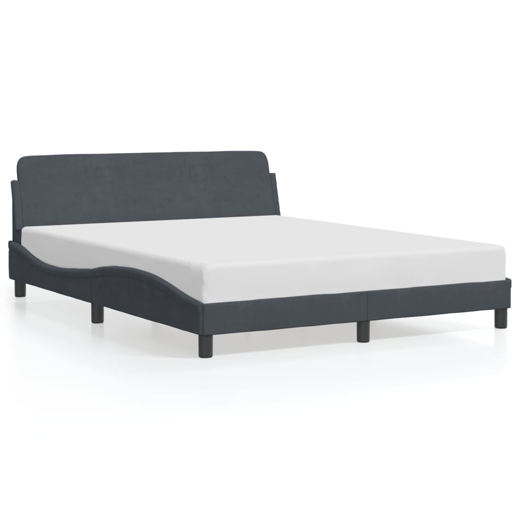 Bed Frame "Dover" Dark Grey 160x200 cm Velvet