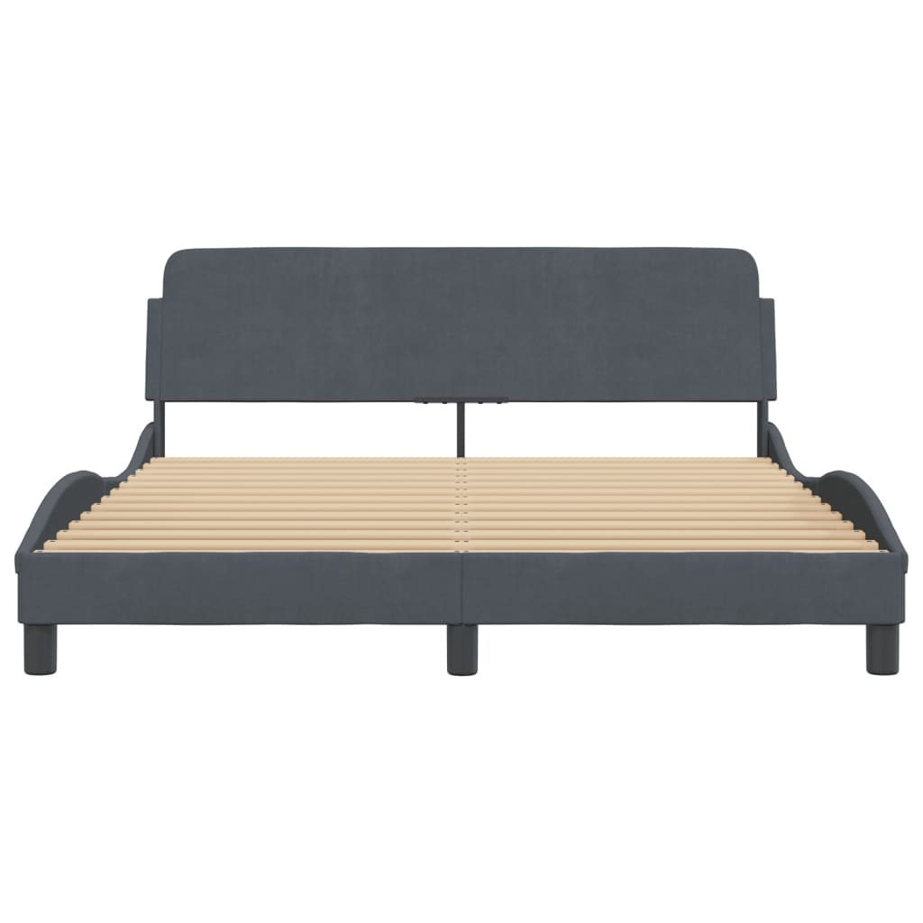 Bed Frame "Dover" Dark Grey 160x200 cm Velvet