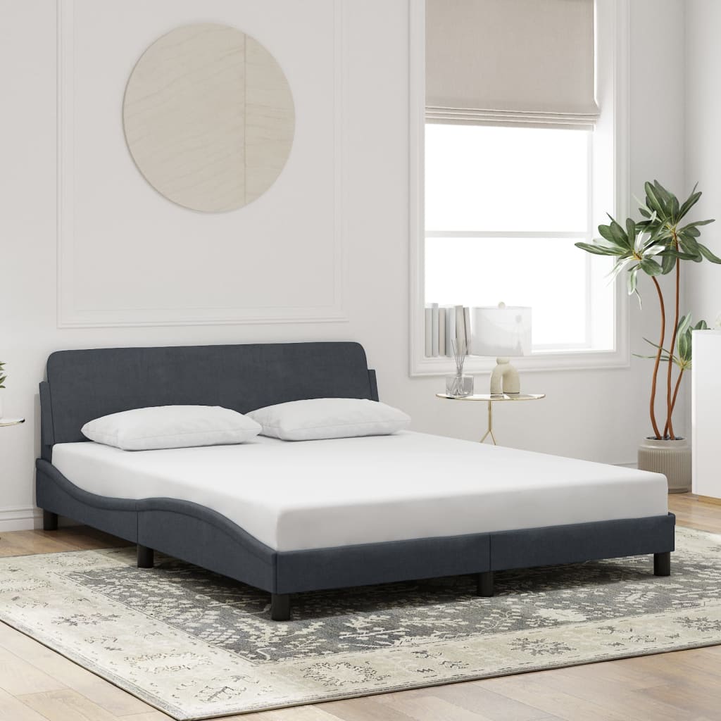 Bed Frame "Dover" Dark Grey 160x200 cm Velvet