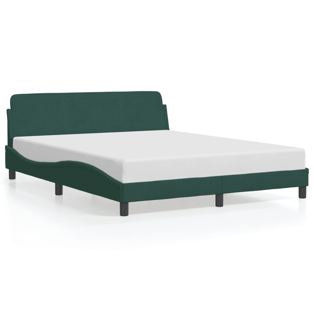 Bed Frame "Dover" Dark Green 160x200 cm Velvet