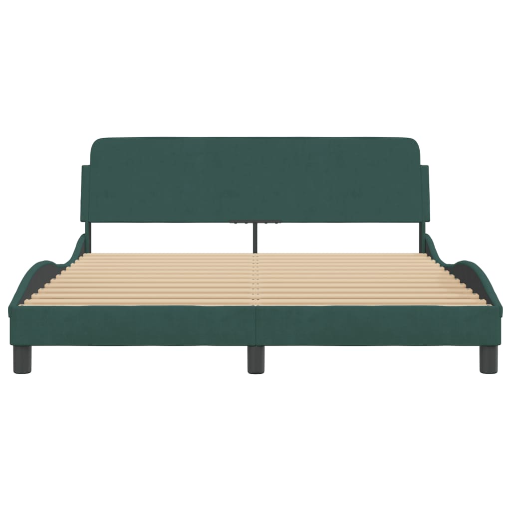 Bed Frame "Dover" Dark Green 160x200 cm Velvet
