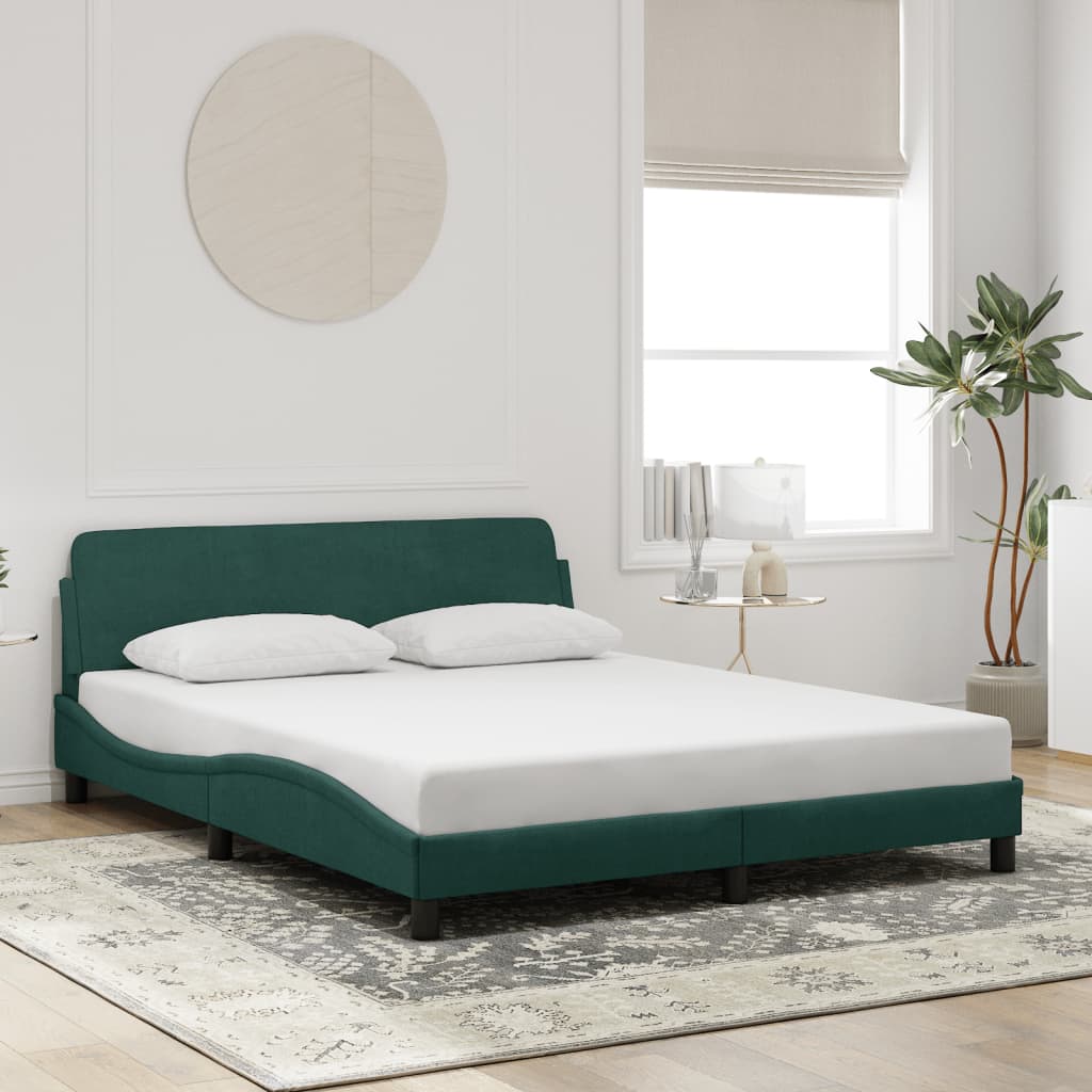 Bed Frame "Dover" Dark Green 160x200 cm Velvet