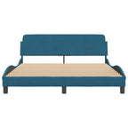 Bed Frame with Headboard "Dover" Blue 160x200 cm Velvet