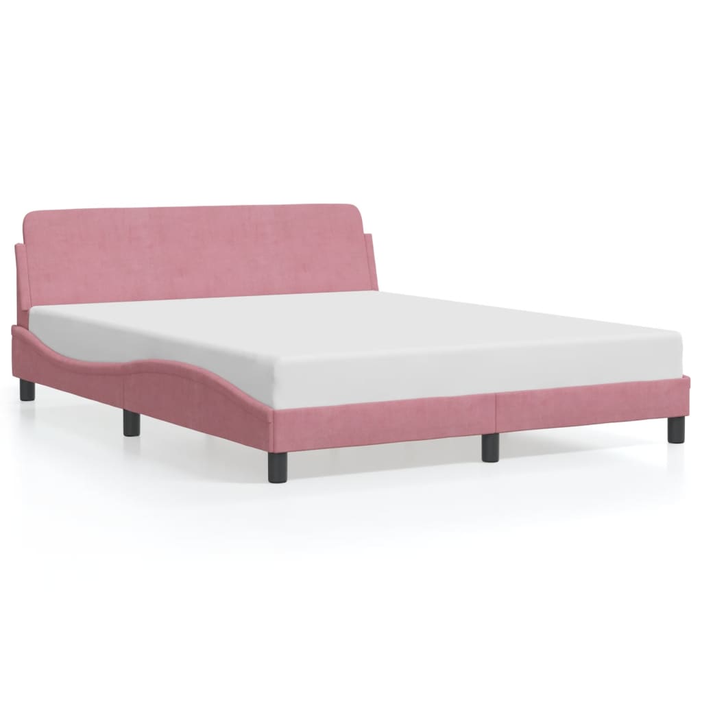Bed Frame with Headboard "Dover" Pink 160x200 cm Velvet