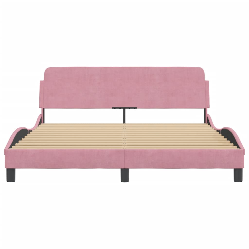 Bed Frame with Headboard "Dover" Pink 160x200 cm Velvet