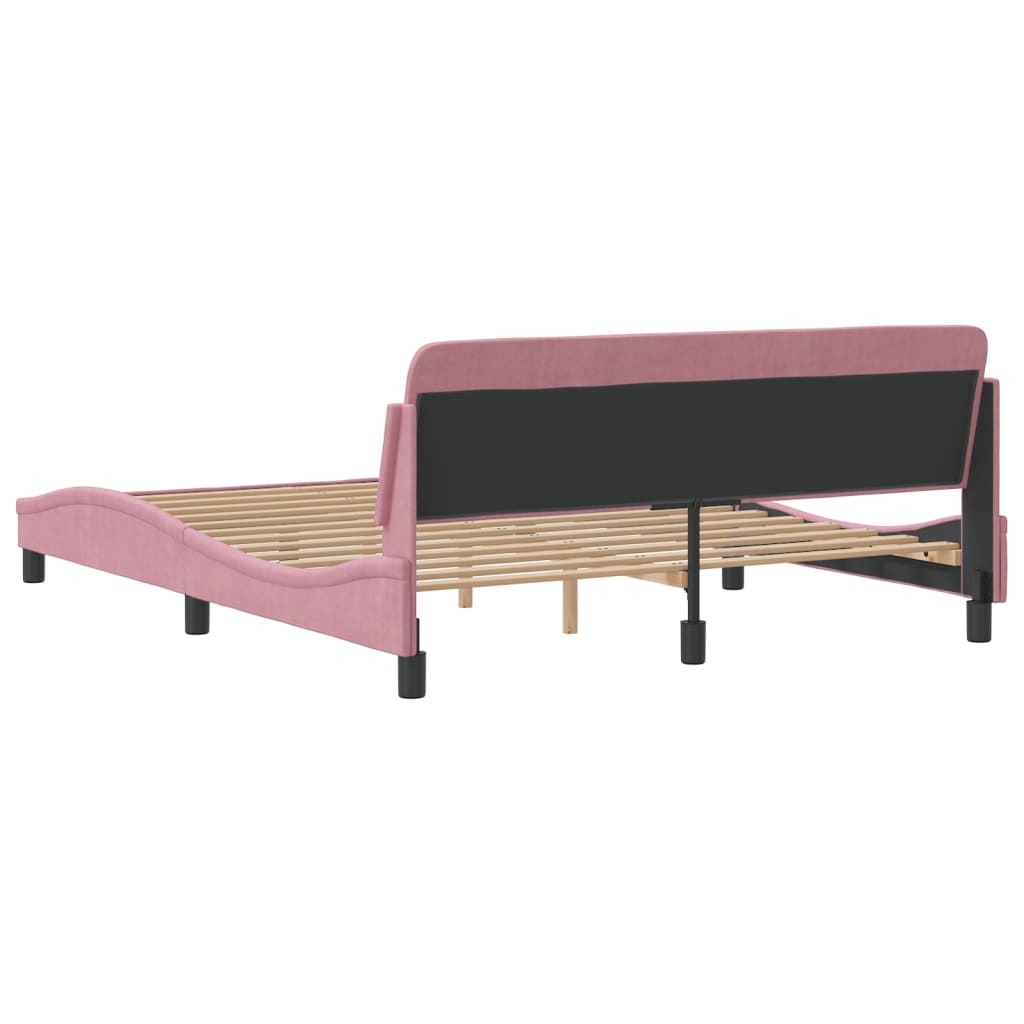 Bed Frame with Headboard "Dover" Pink 160x200 cm Velvet