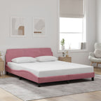 Bed Frame with Headboard "Dover" Pink 160x200 cm Velvet