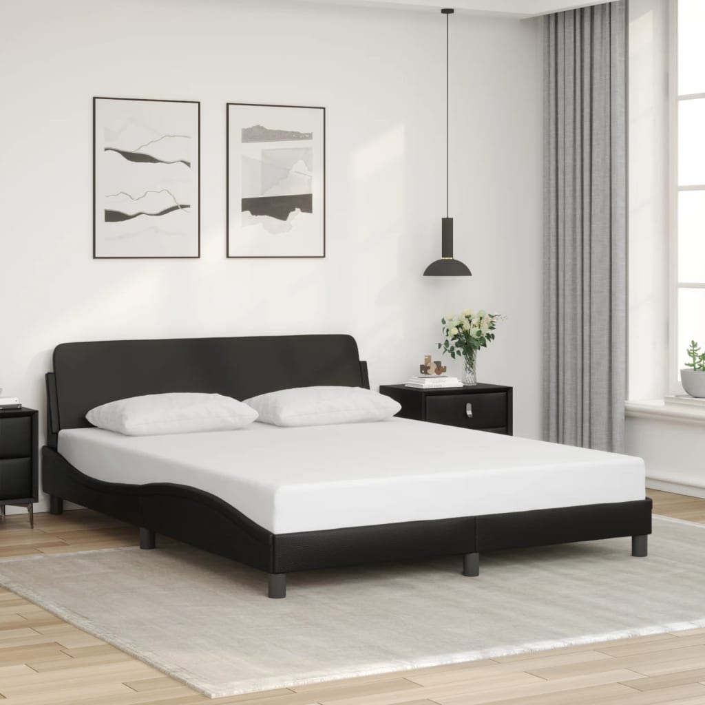 Bed Frame "Dover" Black 160x200 cm Faux Leather