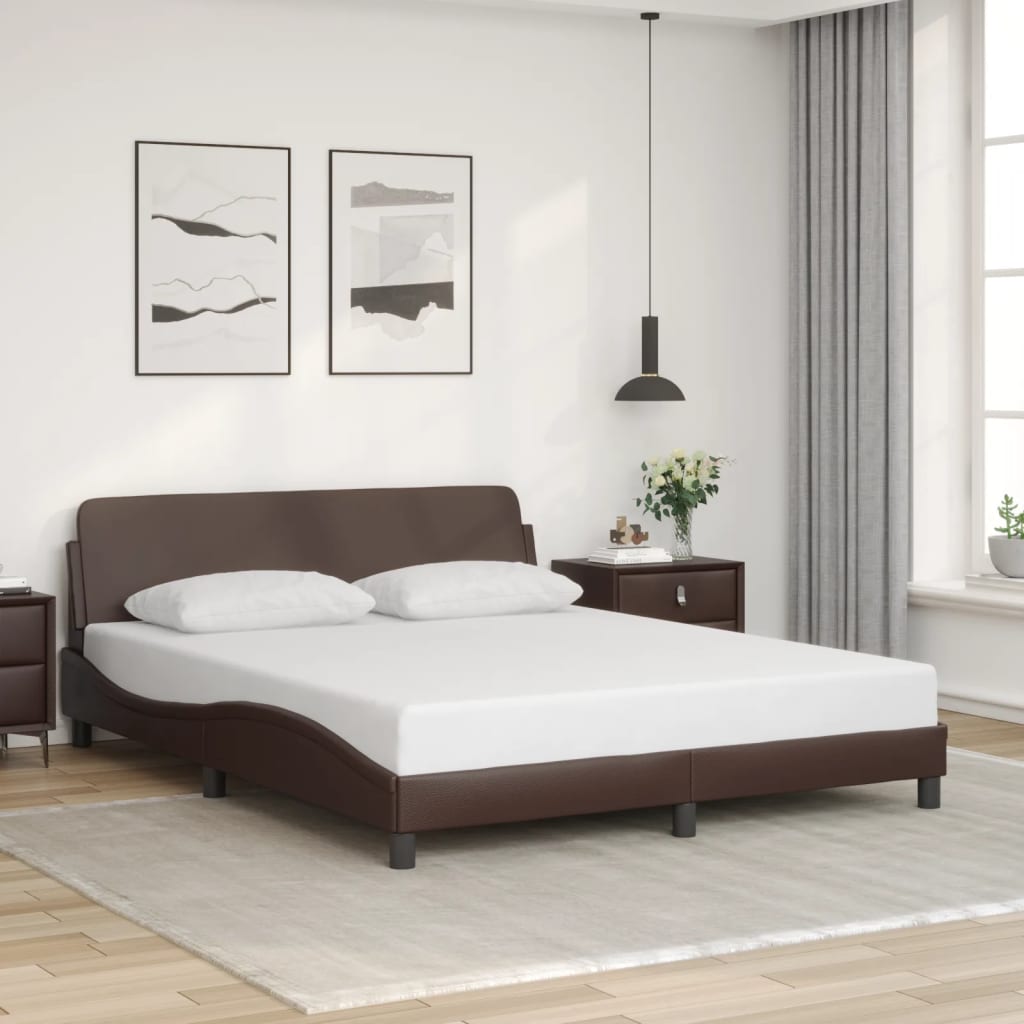 Bed Frame "Dover" Brown 160x200 cm Faux Leather