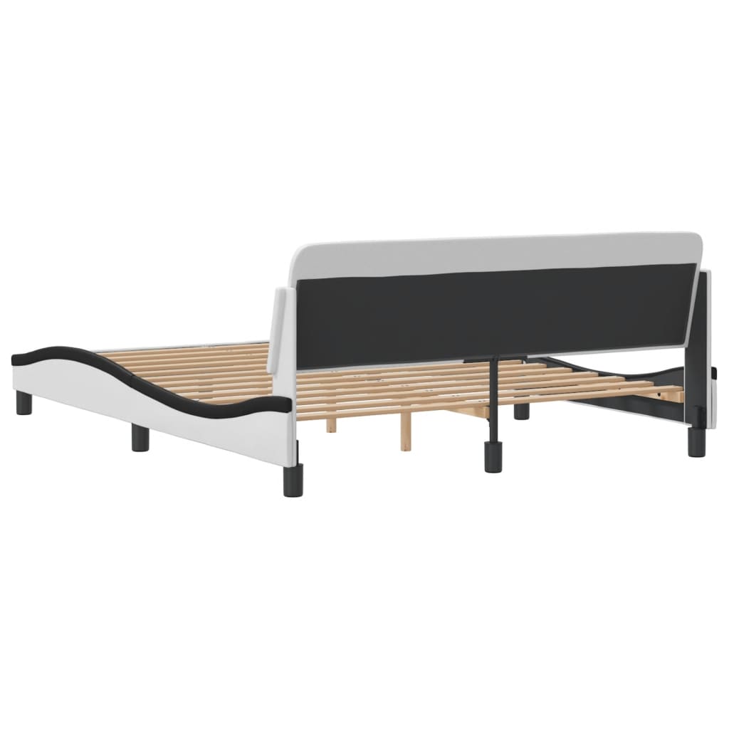 Bed Frame "Dover" White&Black 160x200 cm Faux Leather