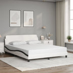 Bed Frame "Dover" White&Black 160x200 cm Faux Leather
