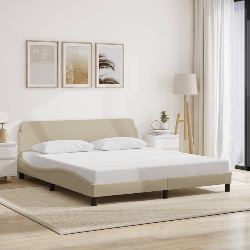 Bed Frame "Dover" Cream 180x200 cm Fabric