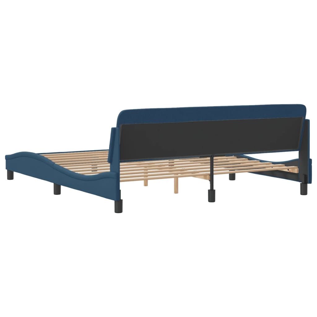 Bed Frame with Headboard "Dover" Blue 180x200 cm Fabric