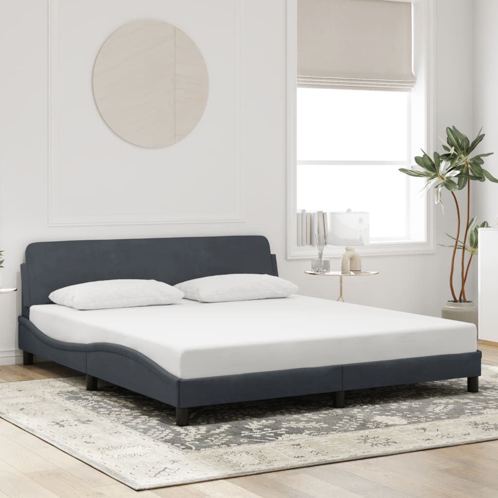 Bed Frame "Dover" Dark Grey 180x200 cm Velvet