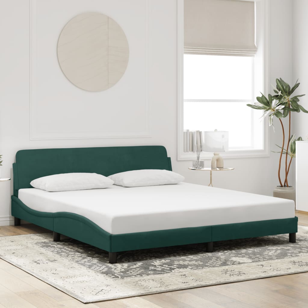 Bed Frame "Dover" Dark Green 180x200 cm Velvet