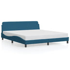 Bed Frame with Headboard "Dover" Blue 180x200 cm Velvet