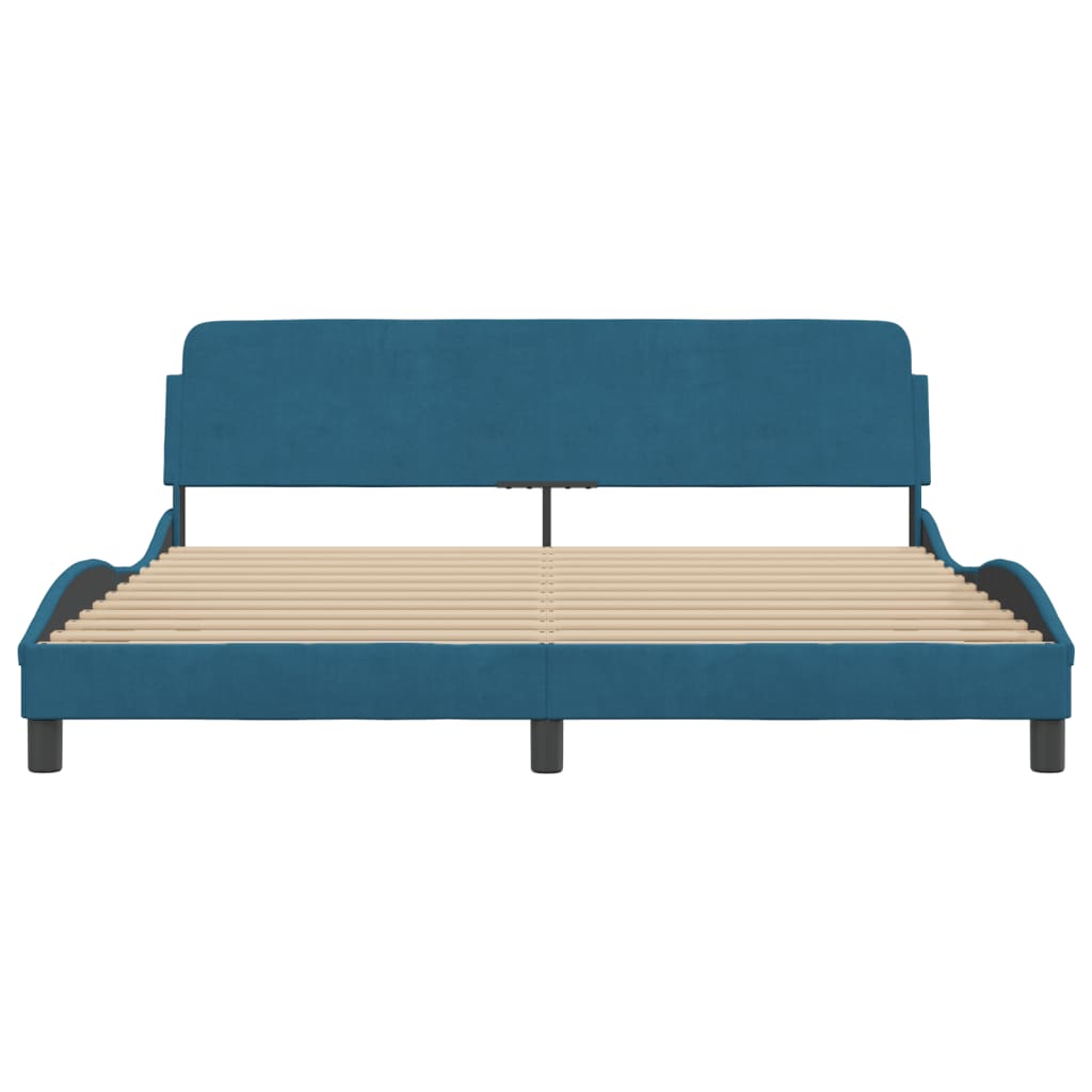 Bed Frame with Headboard "Dover" Blue 180x200 cm Velvet