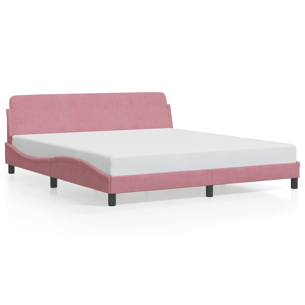 Bed Frame with Headboard "Dover" Pink 180x200 cm Velvet