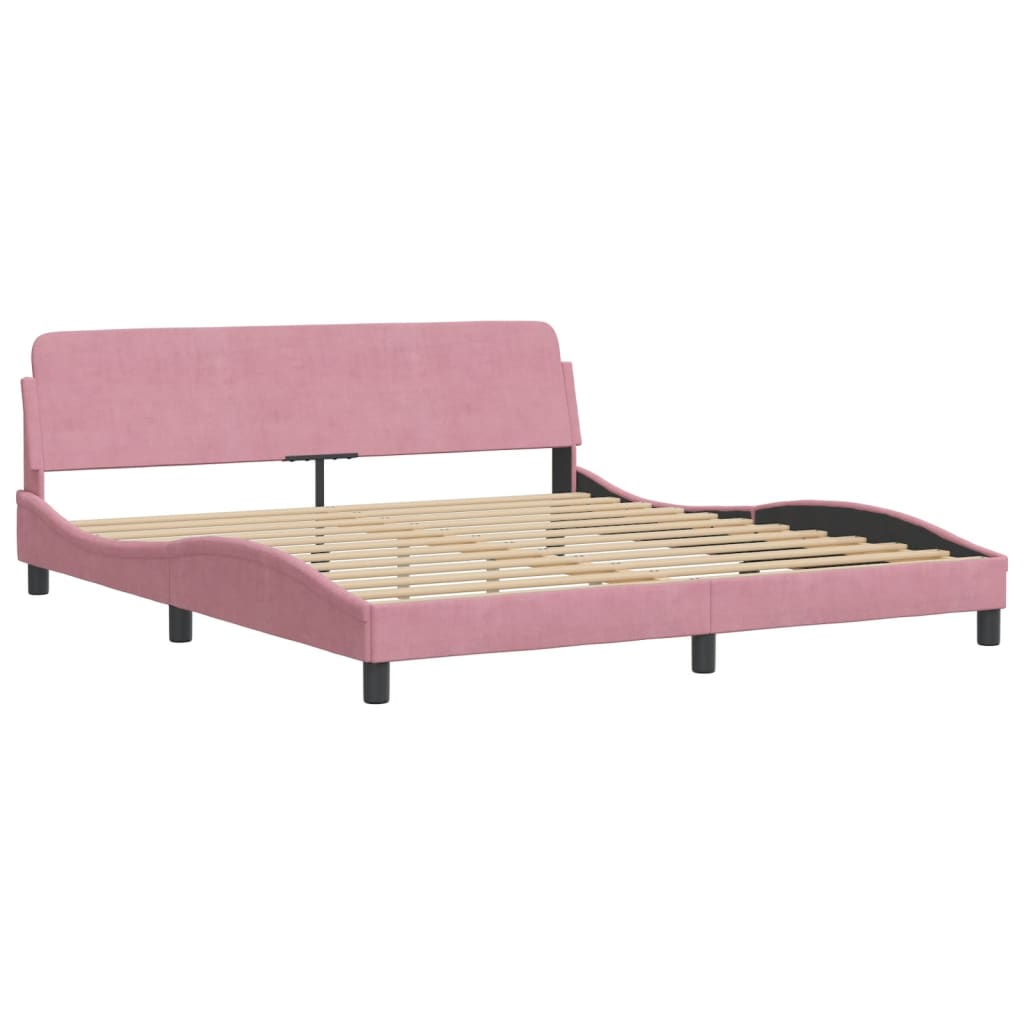 Bed Frame with Headboard "Dover" Pink 180x200 cm Velvet