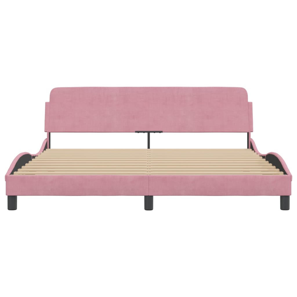 Bed Frame with Headboard "Dover" Pink 180x200 cm Velvet