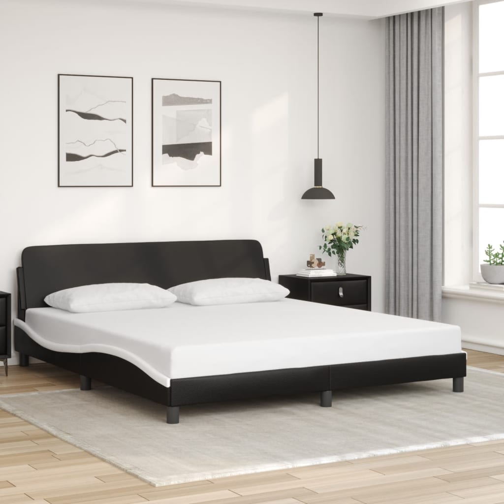Bed Frame "Dover" Black&White 180x200 cm Faux Leather
