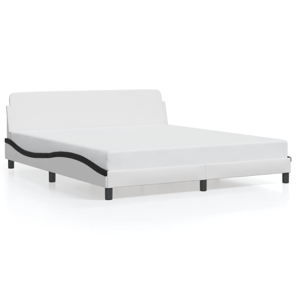 Bed Frame "Dover" White&Black 180x200 cm Faux Leather