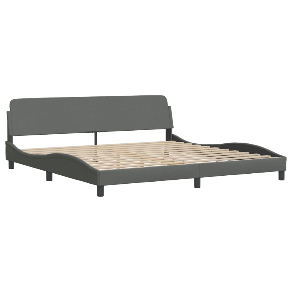 Bed Frame "Dover" Dark Grey 200x200 cm Fabric