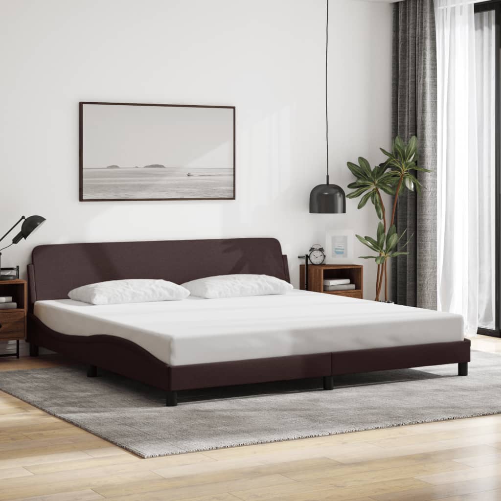 Bed Frame "Dover" Dark Brown 200x200 cm Fabric