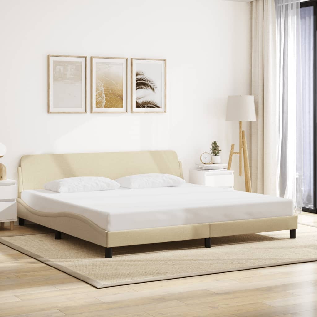 Bed Frame "Dover" Cream 200x200 cm Fabric