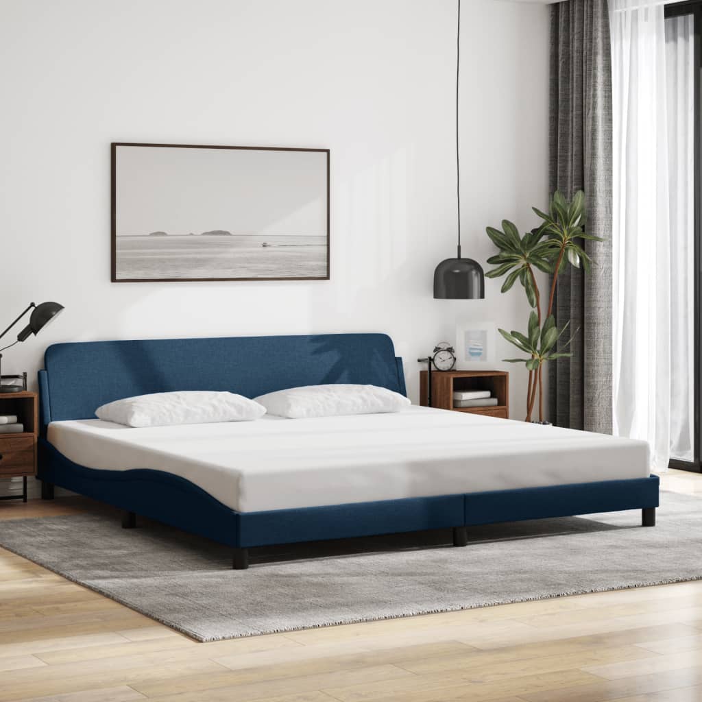 Bed Frame "Dover" Blue 200x200 cm Fabric