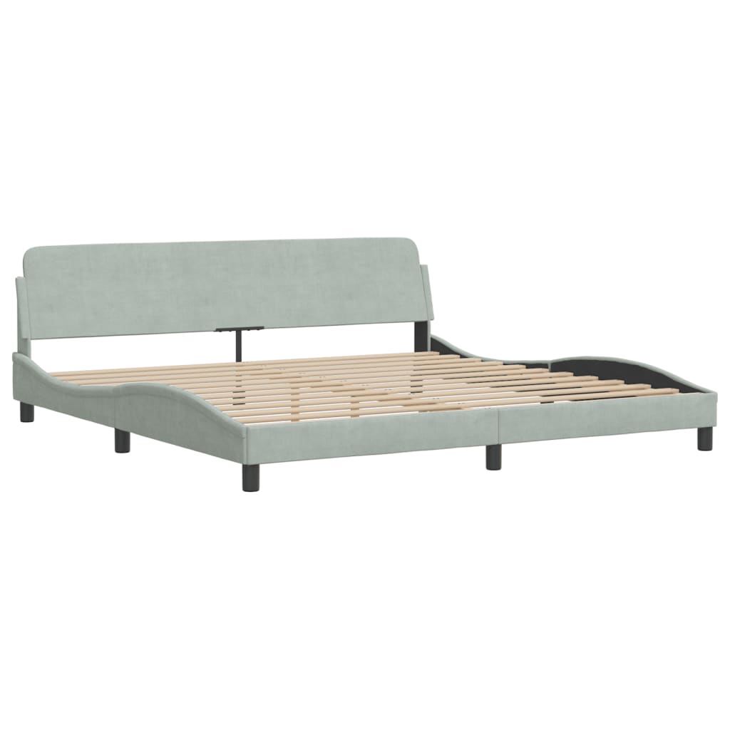 Bed Frame "Dover" Light Grey 200x200 cm Velvet