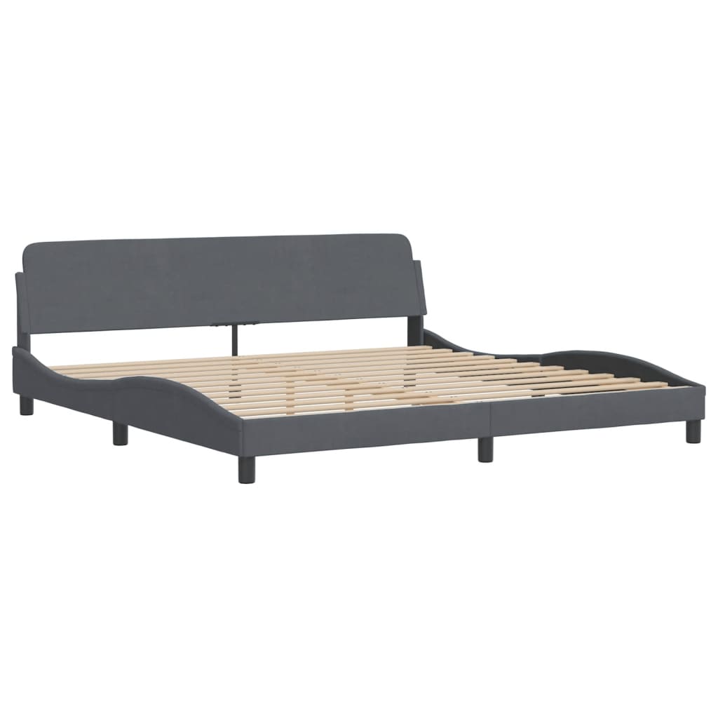 Bed Frame "Dover" Dark Grey 200x200 cm Velvet
