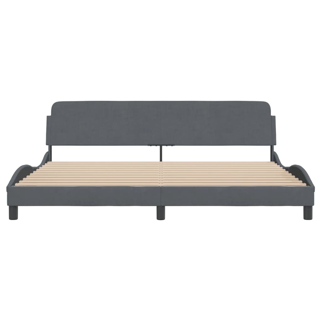 Bed Frame "Dover" Dark Grey 200x200 cm Velvet