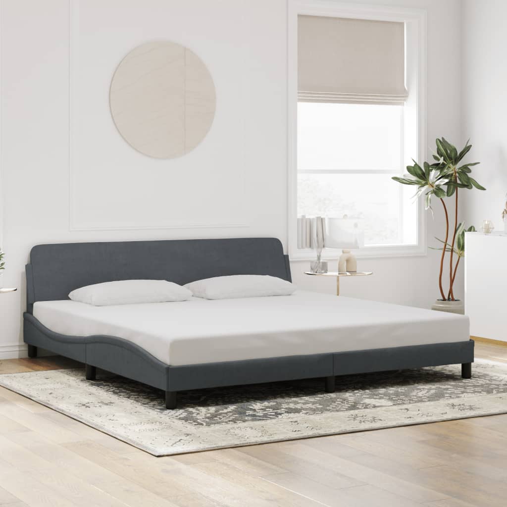 Bed Frame "Dover" Dark Grey 200x200 cm Velvet