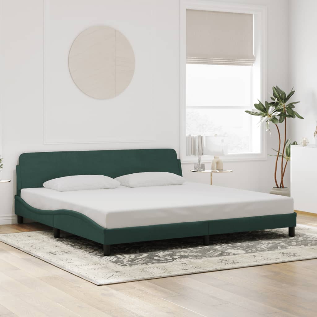 Bed Frame "Dover" Dark Green 200x200 cm Velvet