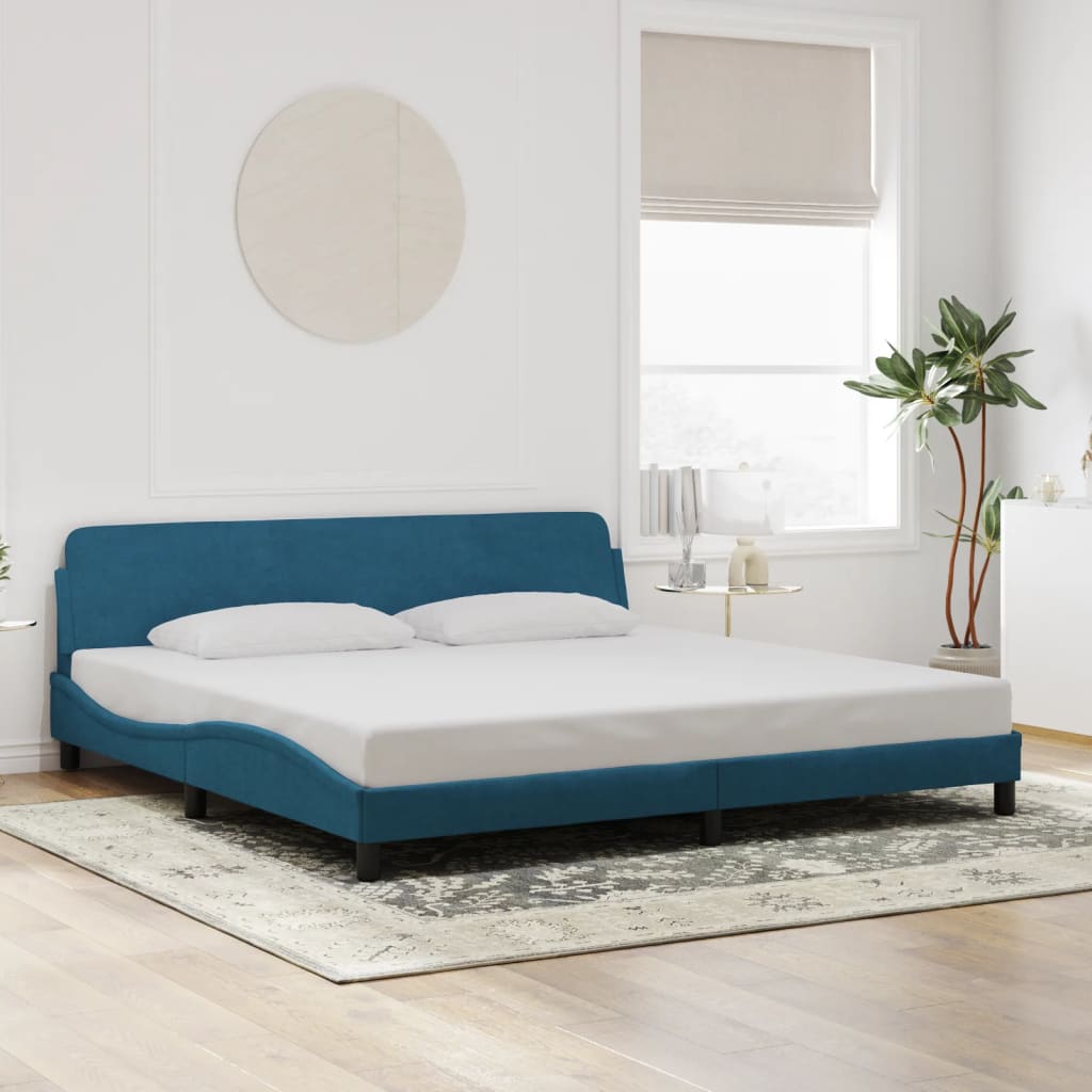 Bed Frame "Dover" Blue 200x200 cm Velvet