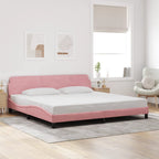 Bed Frame "Dover" Pink 200x200 cm Velvet