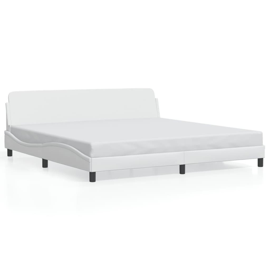 Bed Frame "Dover" White 200x200 cm Faux Leather