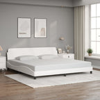 Bed Frame "Dover" White 200x200 cm Faux Leather